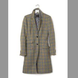 Banana Republic Gray Plaid Women's Button Front Coat Wool Blend Large